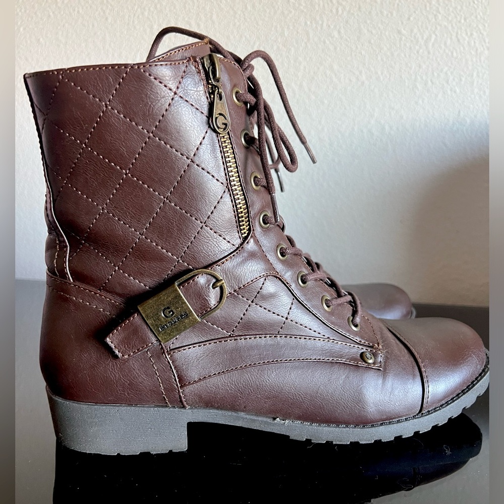 G by Guess - Brittain Dark Brown Combat Boots - Size 11
